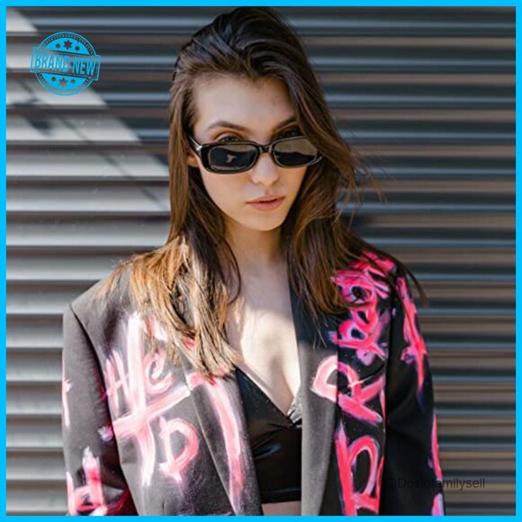 Retro Narrow Rectangle Sunglasses Y2K Vintage Party Bulk Pack Polarized main image 5